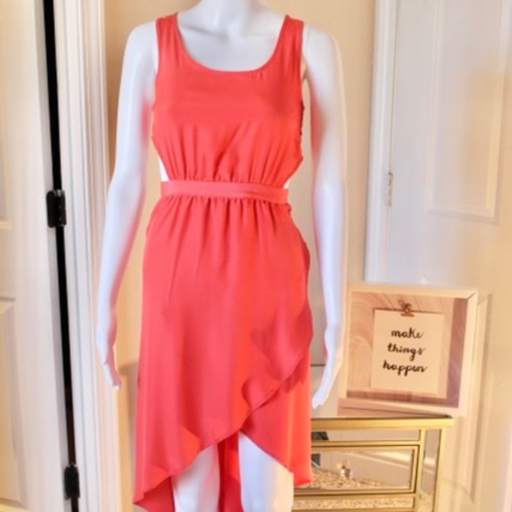 Brand: Ali & Kris. Dark peach summer dress, high low. Size S